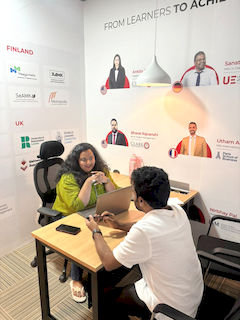upGrad Dehradun office - student and parents with the counselling team after their study abroad session